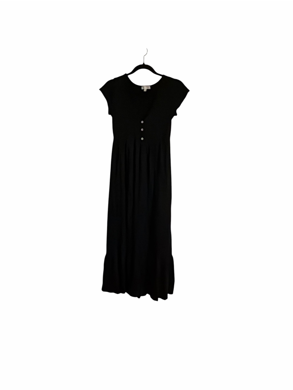 See you Monday Black Ruffled Maxi Dress